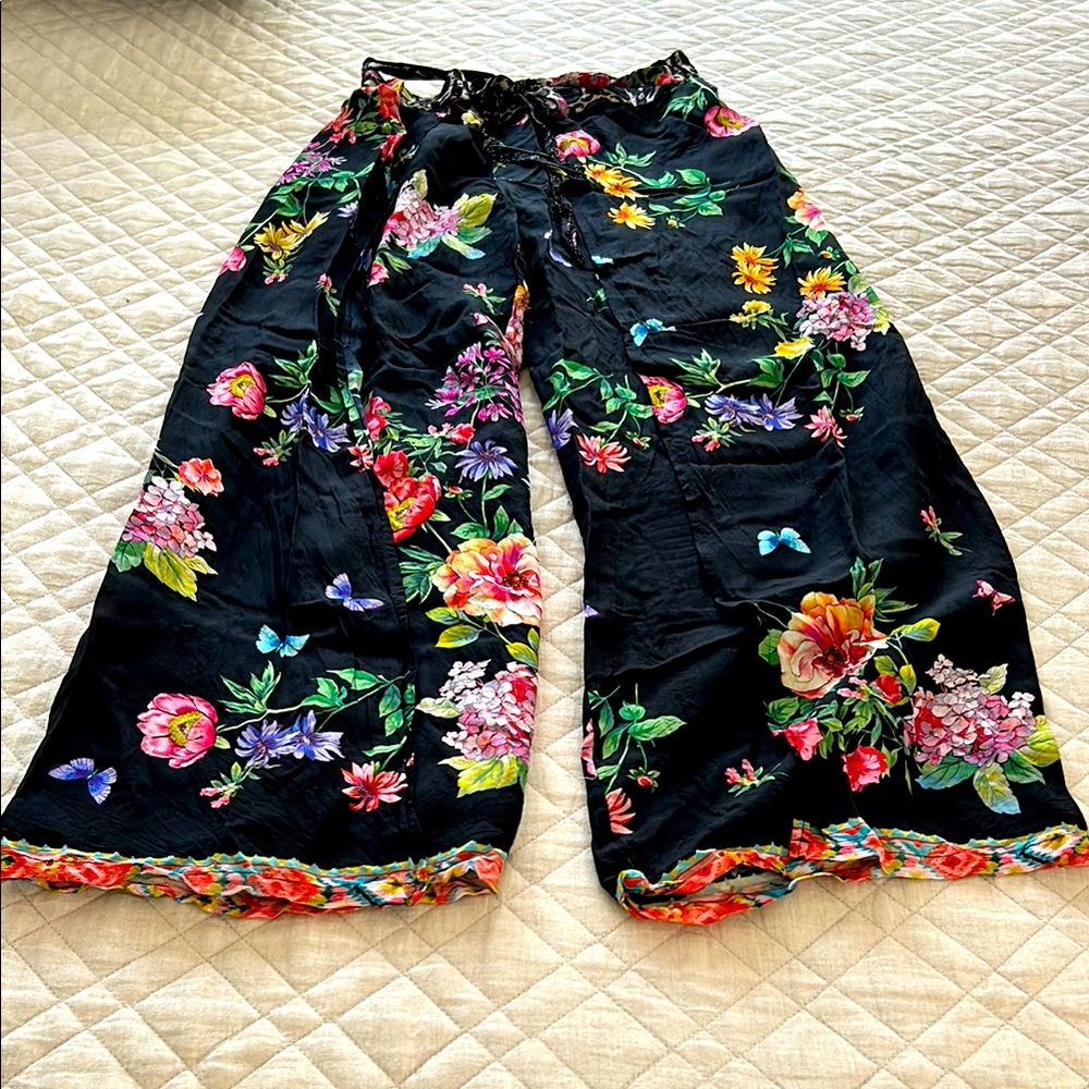 Johnny Was Floral Wide-Leg Pants